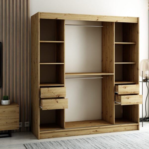 Interieur van LAMELO 200 kleerkast met laden