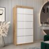 Kledingkast VITTORIA 1 100, corpus in de kleur eiken artisan, fronten wit met een zilverkleurige lijst