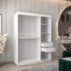 Kastinterieur 150. Voorzien van legplanken, kledingroedes en lades. De kast is bijzonder ruim en functioneel.
