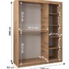 Gedimensioneerd interieur van de PARNA kast . Voorzien van legplanken en kledingroedes. Het is een bijzonder ruime en functionele kast.