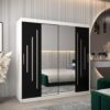 Kast PURMER 1 200, romp in de kleur wit, fronten eiken sonoma met een zilveren sierlijst en spiegel.