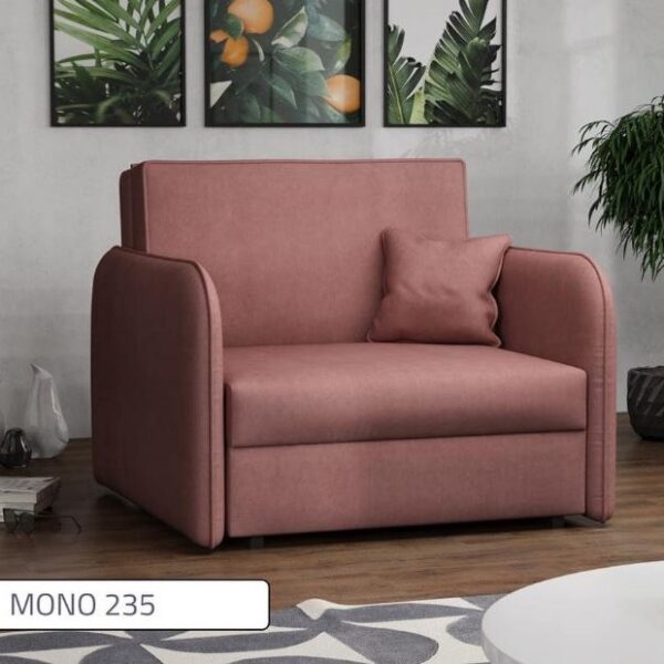 Fotel Lisa I Loft z funkcją spania i skrzynią na pościel w kolorze pudrowego różu