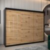 Kast PURMER 250, romp in de kleur zwart, fronten eiken artisan met een zilveren sierlijst.