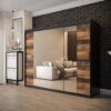 Szafa Lotte T 2 250, korpus czarny mat, fronty old style z lustrem