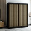 Ruime zwarte LAMELO kledingkast in loftstijl met lamellen – ideaal voor de slaapkamer, woonkamer of hal.