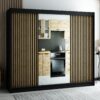 LAMELO II 250 zwarte kast met lamellen en spiegel. Deze kledingkast is extreem ruim en functioneel