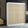 Ruime witte LAMELO kledingkast in loftstijl met lamellen – perfect voor de slaapkamer, woonkamer of hal.