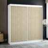 Witte LAMELO I kledingkast met lamellen op de fronten in loftstijl – een ruime en functionele oplossing voor een modern interieur.