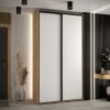 Szafa CANNES 1-140 45cm glebokość korpus dąb artisan , fronty białe czarna listwa