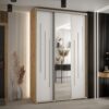 Kast CANNES 9-150 Breedte: 45 cm Korpus: artisan eiken Front: wit Lijst: zilverkleurig