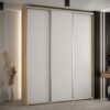 Szafa CANNES 1-200 45cm głębokość. Korpus dąb artisan, fronty białe listwa  srebrna