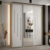 Kast CANNES 9-190 Breedte: 45 cm Korpus: artisan eiken Front: wit Lijst: zilverkleurig