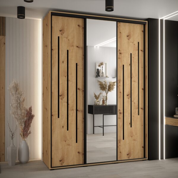 Kast CANNES 9-170 Breedte: 45 cm Korpus: wit Front: artisan eiken Lijst: zwart