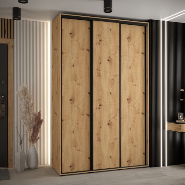 Szafa CANNES 1-160 45 cm glębokość. Korpus dąb artisan , fronty dąb artisan listwa czarna