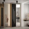 Kast CANNES 9 100 Breedte: 45 cm Korpus: artisan eiken Front: zwart Lijst: zilverkleurig