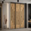 Szafa CANNES 8-160 szerokość 45cm korpus biały Front dąb artisan listwa czarna