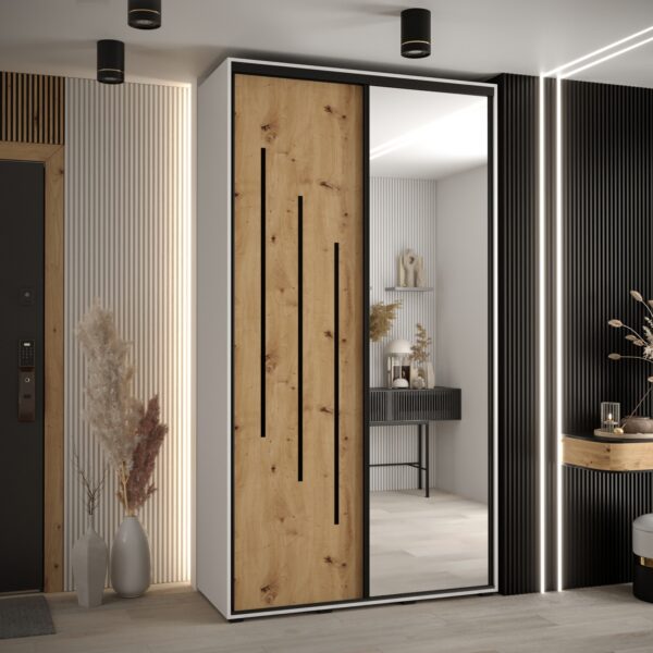 Kast CANNES 9-130 Breedte: 45 cm Korpus: wit Front: artisan eiken Lijst: zwart
