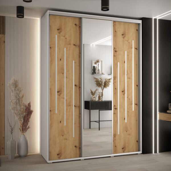 Kast CANNES 9-170 Breedte: 45 cm Korpus: wit Front: artisan eiken Lijst: zilverkleurig