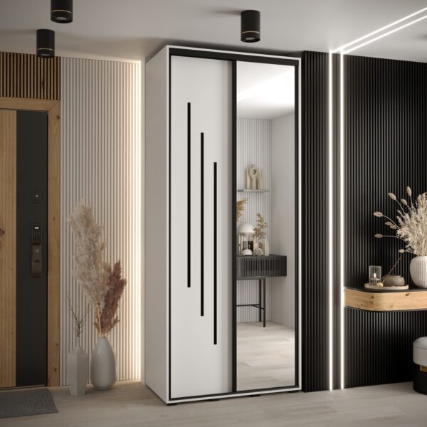 Kast CANNES 9-100 Breedte: 45 cm Korpus: wit Front: wit Lijst: zwart