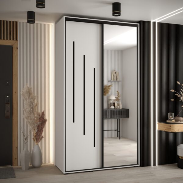 Kast CANNES 9-130 Breedte: 45 cm Korpus: wit Front: wit Lijst: zwart