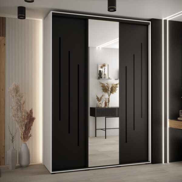 Kast CANNES 9-170 Breedte: 45 cm Korpus: wit Front: zwart Lijst: zwart