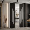 Kast CANNES 9-150 Breedte: 45 cm Korpus: wit Front: zwart Lijst: zilverkleurig