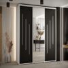 Kast CANNES 9-170 Breedte: 45 cm Korpus: wit Front: zwart Lijst: zilverkleurig