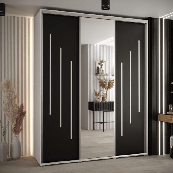 Kast CANNES 9-190 Breedte: 45 cm Korpus: wit Front: zwart Lijst: zilverkleurig