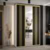 Szafa CANNES 7-160 szerokość 45cm korpus biały Front czarny listwa złota i lustro
