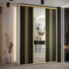 Szafa CANNES 7-180 szerokość 45cm korpus biały Front czarny listwa złota i lustro