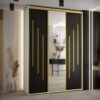 Kast CANNES 9-170 Breedte: 45 cm Korpus: wit Front: zwart Lijst: goudkleurig