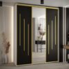 Kast CANNES 9-190 Breedte: 45 cm Korpus: wit Front: zwart Lijst: goudkleurig
