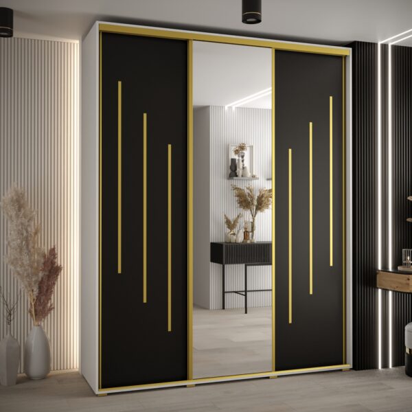 Kast CANNES 9-190 Breedte: 45 cm Korpus: wit Front: zwart Lijst: goudkleurig