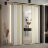 Szafa CANNES 7-180 szerokość 45cm korpus biały Front biały listwa złota i lustro