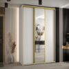 Szafa CANNES 3 -160 45 cm głebokość. Korpus biały, front biały ,lustro i złota listwa