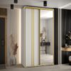 Szafa CANNES 7-140 szerokość 45cm korpus biały Front biały listwa złota i lustro