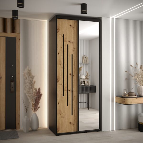 Kast CANNES 9-100 Breedte: 45 cm Korpus: zwart Front: artisan eiken Lijst: zwart