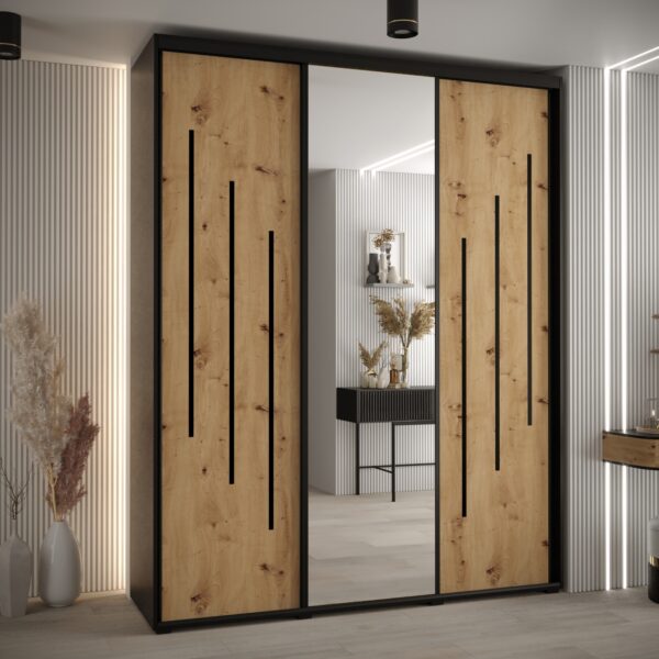 Kast CANNES 9-190 Breedte: 45 cm Korpus: zwart Front: artisan eiken Lijst: zwart