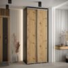 Szafa CANNES 1-120 45 czm głebokości. Korpus czarny , fronty dąb artisan listwa srebrna
