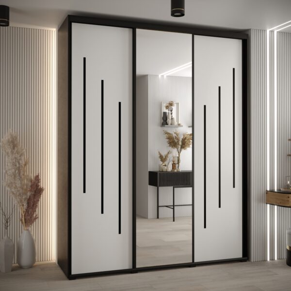 Kast CANNES 9-190 Breedte: 45 cm Korpus: zwart Front: wit Lijst: zwart