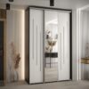 Kast CANNES 9-150 Breedte: 45 cm Korpus: zwart Front: wit Lijst: zilverkleurig