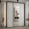Kast CANNES 9-190 Breedte: 45 cm Korpus: zwart Front: wit Lijst: zilverkleurig