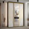 Kast CANNES 9-170 Breedte: 45 cm Korpus: zwart Front: wit Lijst: goudkleurig ,spiegel