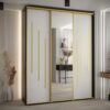 Kast CANNES 9-190 Breedte: 45 cm Korpus: zwart Front: wit Lijst: goudkleurig ,spiegel