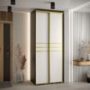 Kast CANNES 10-110 Breedte: 45 cm Korpus: zwart Front: wit Lijst: goudkleurig ,