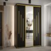 Kast CANNES 9-150 Breedte: 45 cm Korpus: zwart Front: zwart Lijst: goudkleurig ,spiegel