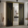 Kast CANNES 9-190 Breedte: 45 cm Korpus: zwart Front: zwart Lijst: goudkleurig ,spiegel