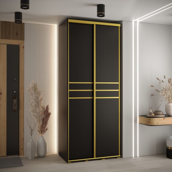 Kast CANNES 10-110 Breedte: 45 cm Korpus: zwart Front: zwart Lijst: goudkleurig
