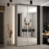 Szafa DAKOTA 2 140 szerokość 45cm korpus kaszmir front lustro i srebna listwa