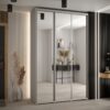 Szafa DAKOTA 2 160 szerokość 45cm korpus kaszmir front lustro i srebna listwa